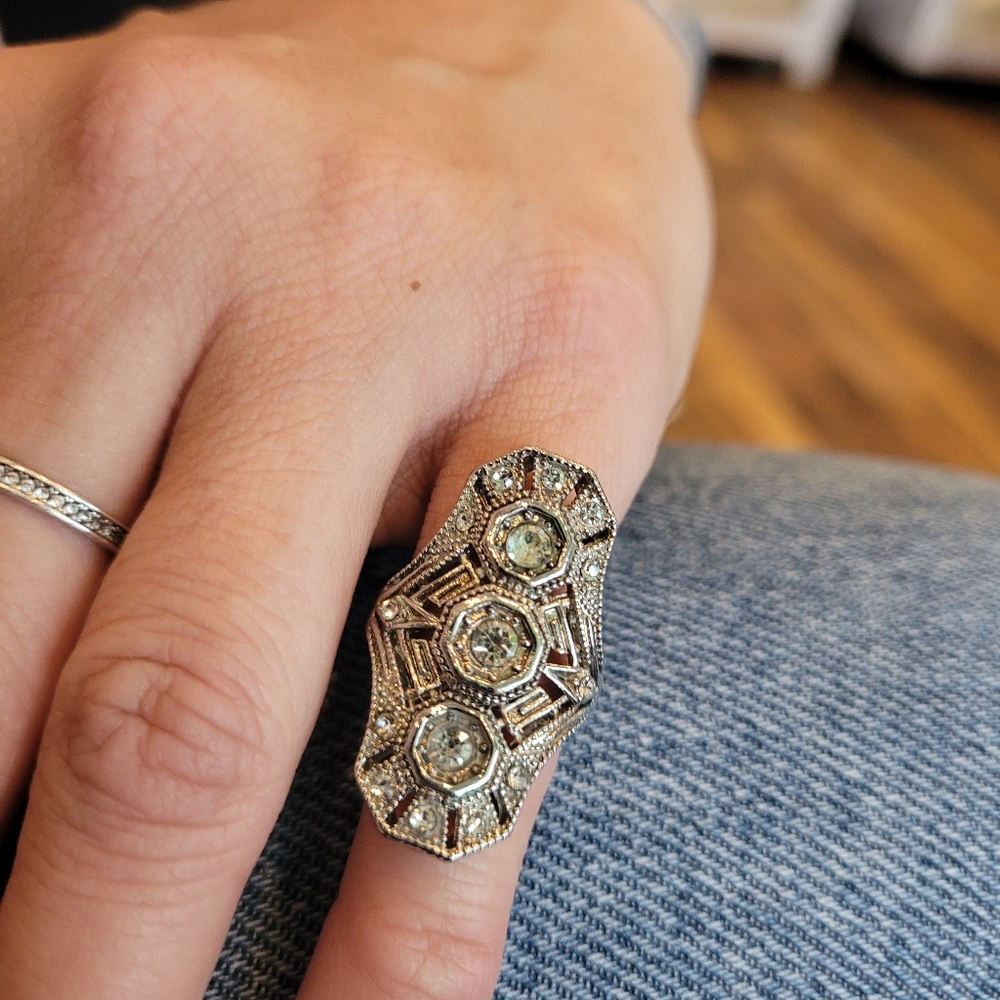 Vintage Art Deco Style Estate Antique Victorian Ring Multi Stones Sz 3 - Picture 3 of 5